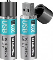 Купить аккумулятор / батарейка ColorWay 2xAA 1200 mAh USB: цена от 496 грн.