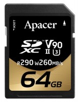 Купити карта пам'яті Apacer SDXC UHS-II U3 V90 Class 10 за ціною від 1525 грн.
